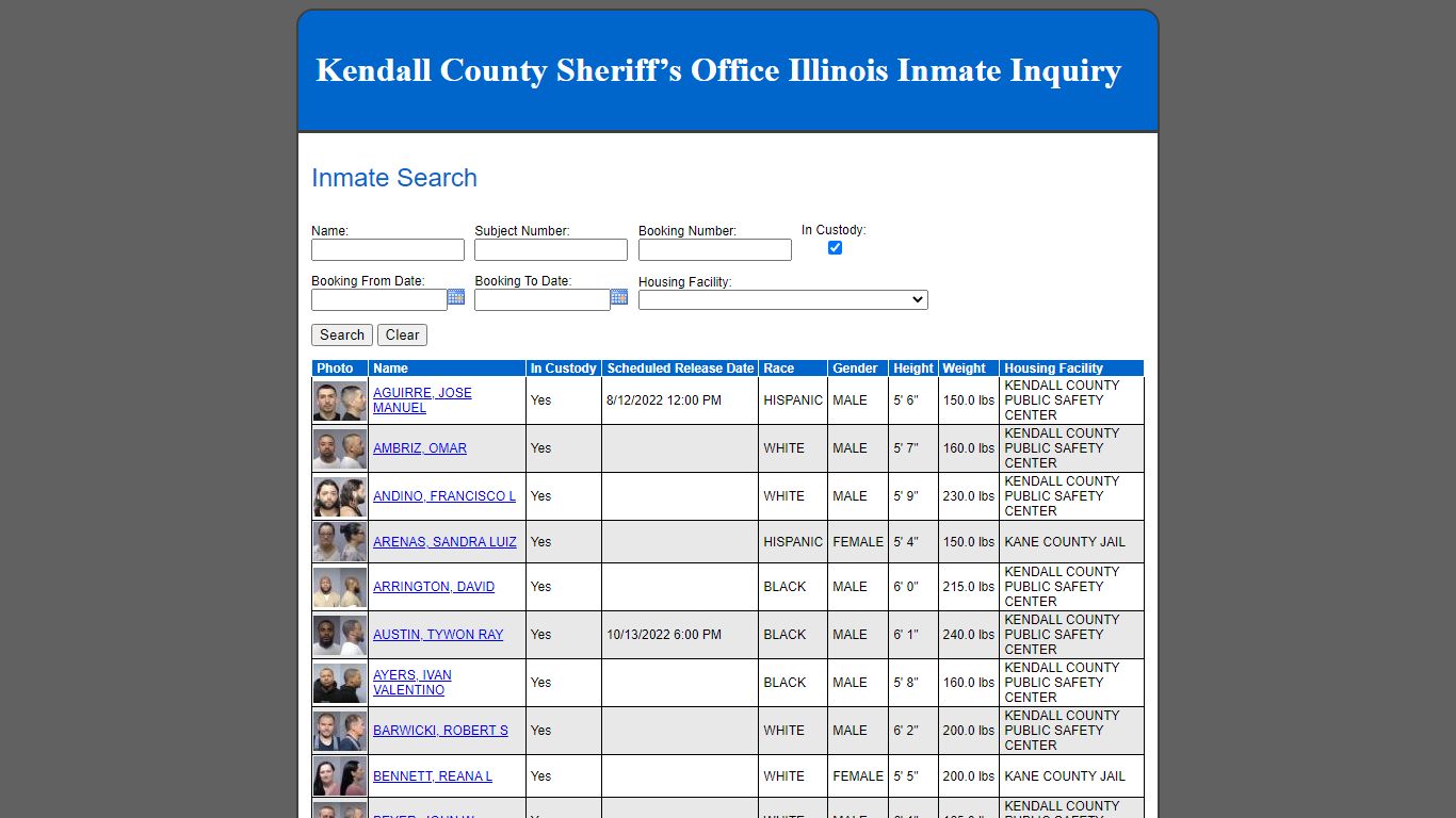 Inmate Search